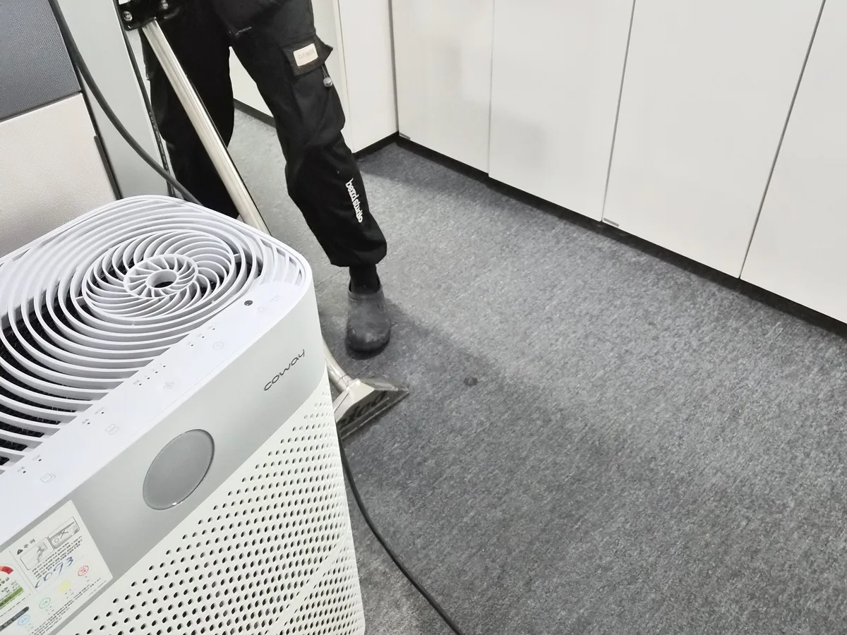 화성시 효행구 비봉면 사업장 로비·복도 카페트 바닥 위생청소 사례 - 행진크린